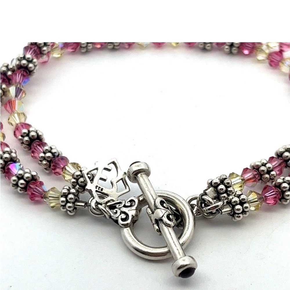 Elyse Ryan Alex’s Lemonade Pink Yellow 925 Silver Double Strand Bracelet